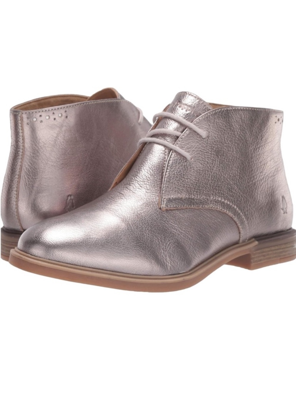 HUSH PUPPIES Metallic Silver Leather Chukka Boots